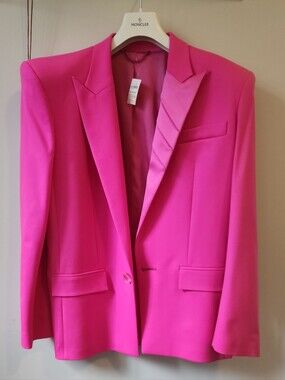 The Attico Fuchsia Tailored Satin-Trim Blazer
